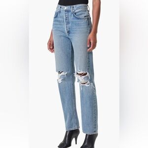 AGOLDE ‘90s Pinch Waist Ripped High Waist Straight Leg Jeans